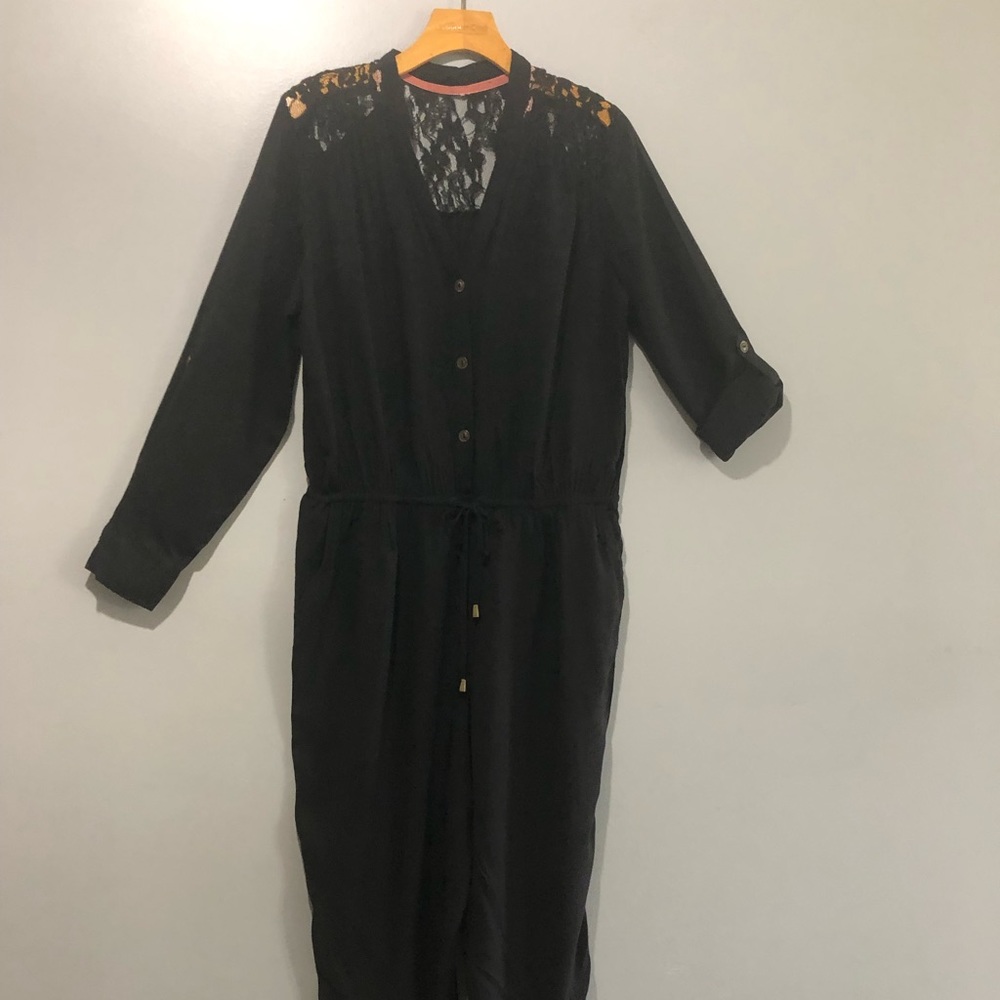 Xhilaration black lace shoulder jumpsuit. Size XL